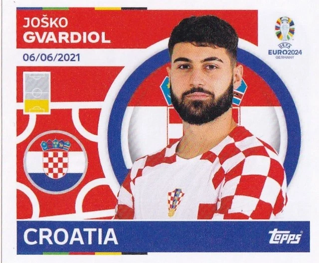 Autocollant Topps UEFA Euro 2024 - Purple Parallel - Josko Gvardiol (Croatie)