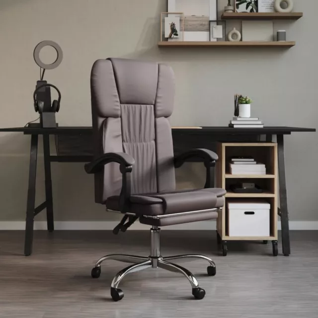 vidaXL Silla de oficina reclinable cuero sintético gris