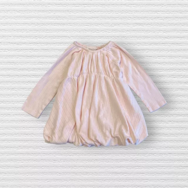 Burts Bees Baby Girls Bubble Dress Diaper Cover Pink Long Sleeve Kids Size 12M