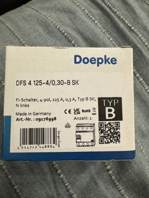 DOEPKE DFS 4 125-4/0,03-B SK Fehlerstromschutzschalter, 125/0,03A