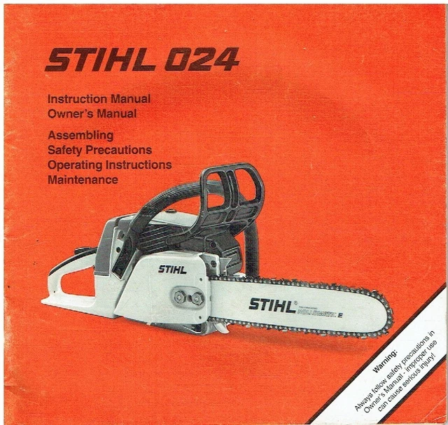 STIHL MODEL 024 Petrol Chain Saw Original 1998 Instruction ...