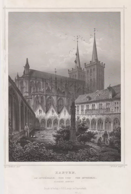 Xanten Original Stahlstich Kolb 1855