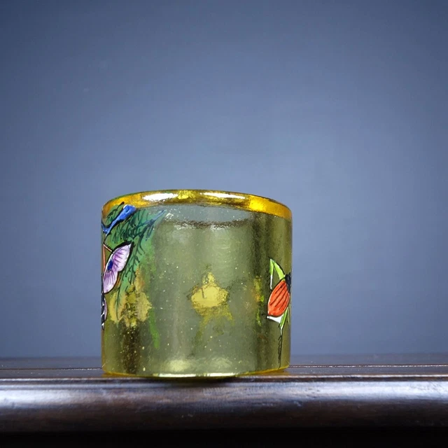 Chinese Old Beijing Glaze Hand drawn Exquisite Pattern Rings 11005 2