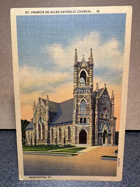 St. Francis De Sales Catholic Church, Bennington Vt. 1950 USA Unposted Postcard