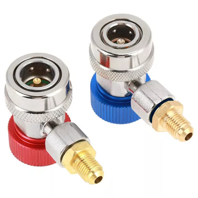 2pcs Car Air Con Connector Fit A/C Manifold Gauge Adapter R134A Low/High Coupler