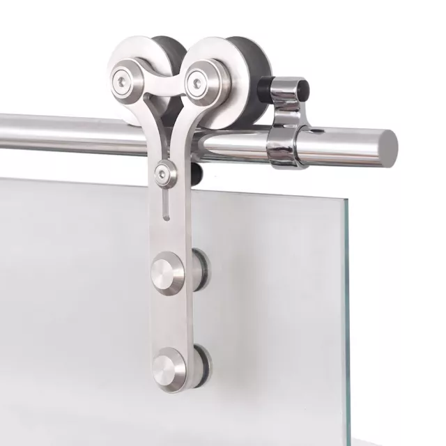 CCJH 4-16FT Stainless Steel Glass Sliding Barn Door Hardware Kit Single/Double