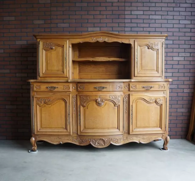 Antique French Oak China Hutch ~ Carved Buffet Cabinet ~ Sideboard