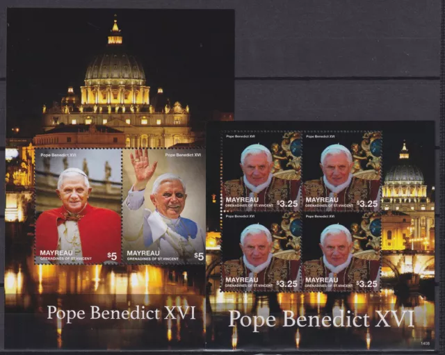 St.Vincent Grenadines Mayreau 2014 Mi. 273 KB, Bl 48 ** MNH Papst Benedikt XVI