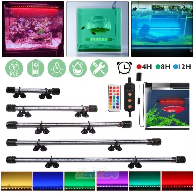18-58CM Aquarium Light Fish Tank RGB LED Lighting Submersible Waterproof+Remote