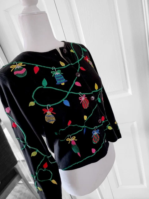 Michael Simon Lite S Small Christmas Lights Holiday Ornaments Cardigan Embroider