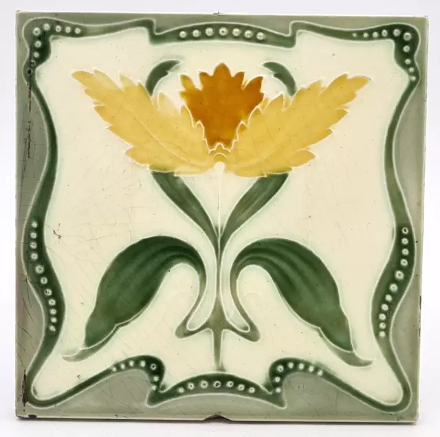 Art Nouveau Fireplace Majolica Tile New Birch Tile Co C1904 AE14