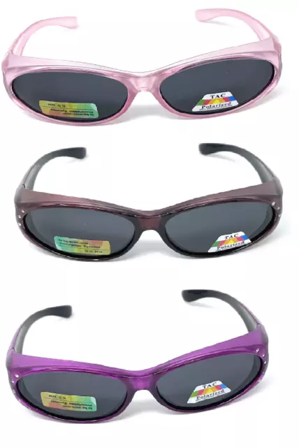 Womens Polarized Fit Over Glasses Sunglasses Rhinestone Rectangular Frame 60mm