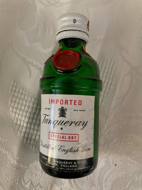 Vintage 1/10 Pint Tanqueray English Gin Bottle - Empty