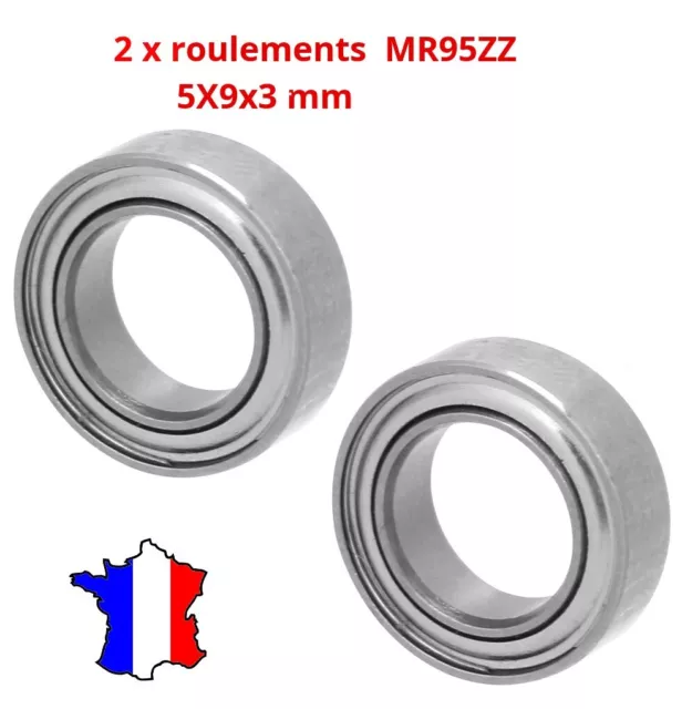 2 x roulements à billes MR95ZZ - 5x9x3mm Acier pour Machines et Outils MR95Z