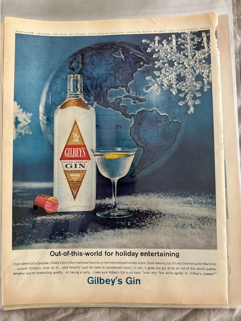 1963 Vintage Gilbey's Gin Magazine Advertisement Out- Of- This- World for holid