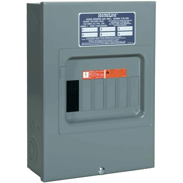 Homeline 100 Amp 6-Space 12-Circuit Indoor Surface Mount Main Lug Load Center wi