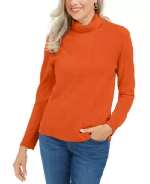 MSRP $40 Karen Scott Petite Luxsoft Turtleneck Sweater Red Size Petite (XS)