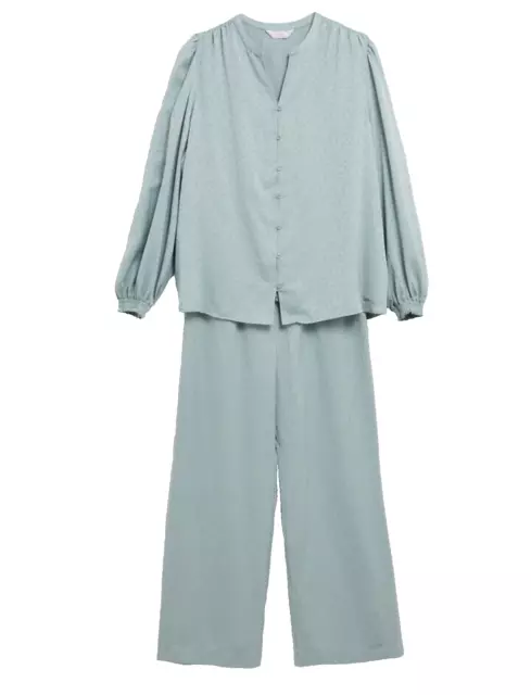 M&S Rosie Dusty Green Satin Pyjama Set