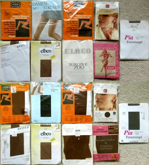 9x CALZE - ELBEO - KUNERT - CREPE FINI - VINTAGE - TG. 8 1/2 - 9 1/2