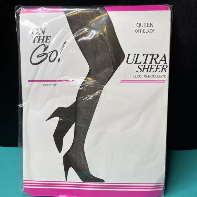 Women's, Panty hose, On The Go, Ultra Sheer Queen, Off Black New Sealed.