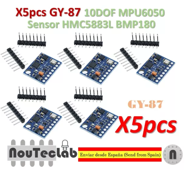 5pcs GY-87 10DOF MPU6050 Sensor HMC5883L BMP180 Module GY87