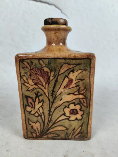 Antikes Steingut Gefäß Vase Iznik Qajar Dynastie Persien Blumendekor 19 Jhd (3)