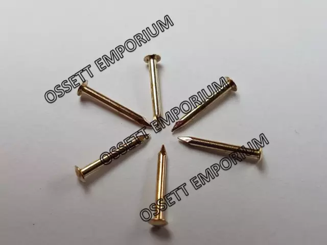 10mm (19g) 3/8" ESCUTCHEON PINS TACKS CHOOSE QTY ELECTRO BRASS FREE P&P