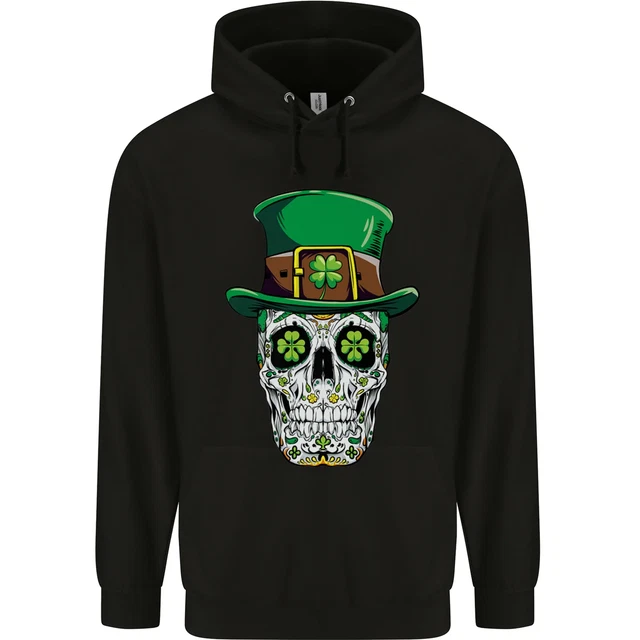 St Patricks Day of the Dead Sugar Skull Childrens Kids Hoodie