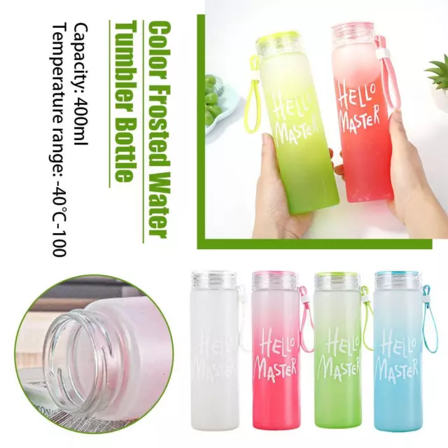 400ml Portable Gradient Color Frosted Water Tumbler Hello Bottle Master A0M8