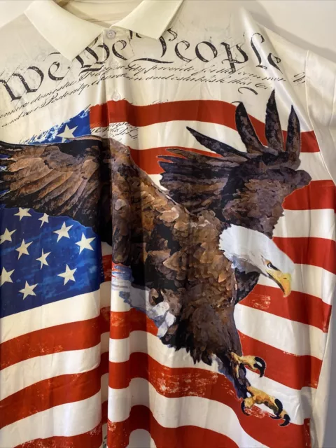 WE THE PEOPLE Constitution American Flag Bald Eagle Polo Short Sleeve ...