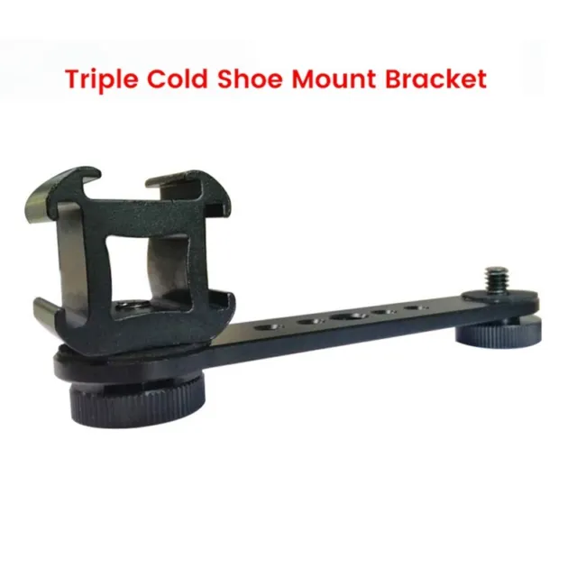 Triple Cold Shoe Mount Bracket Extension Bar Hot Shoe Mount for Gimbal StabW3