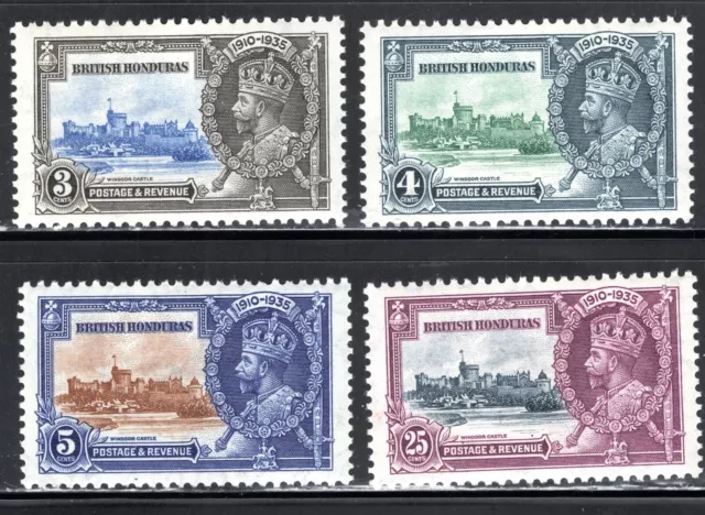 British Honduras Stamp Scott #108-111, Silver Jubilee Issue, MNH, SCV$24.00