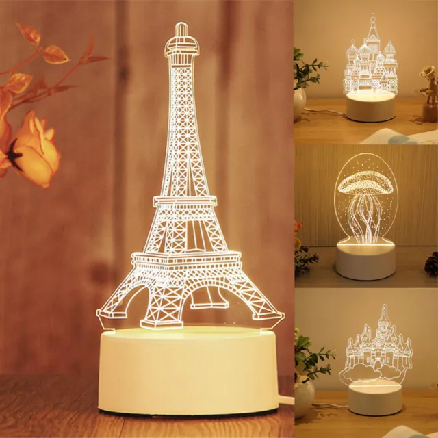 Romantic Love 3D Lampada Led Acrilica per Casa Bambini Luce Notturna Decorazione Matrimonio