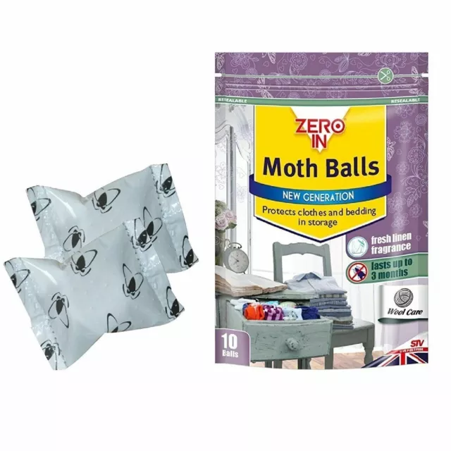 Moth Balls X 10 Zero In Protect Clothing Clothes Against Moths Damage Stainless