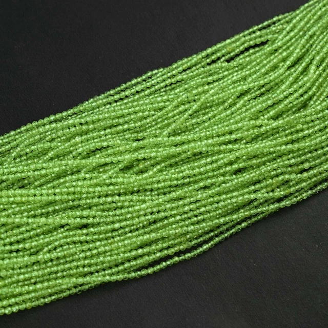 AAA++ Peridot Facettes 3-4mm Gemstone Jewelry Making Rondelles Perles 12.5"... 3