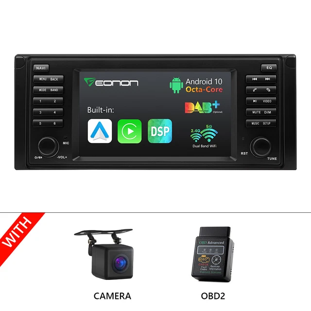CAM+OBD+7" 8-Core CarPlay Android Auto Car Stereo Audio for BMW E39 M5 520i 525i