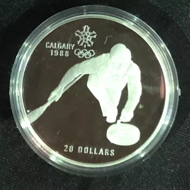 Canada 20 Dollar Münze 1988 Olympia Curling 925 Silber 33,6 Gramm 2