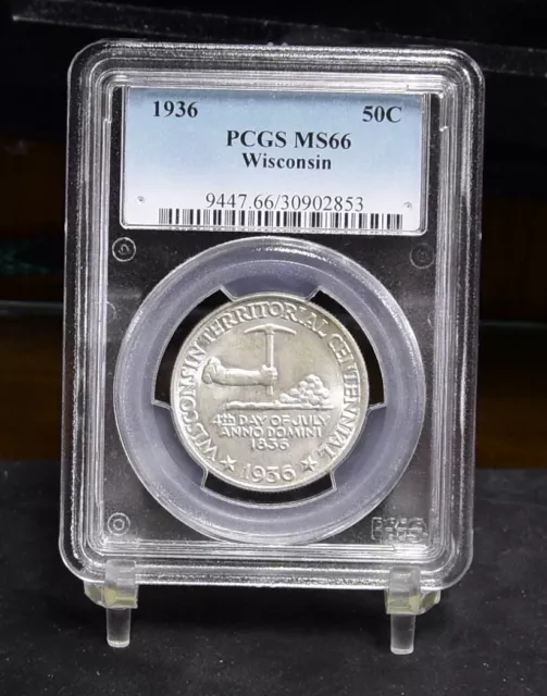 1936 Wisconsin Commemorative Silver Half Dollar - PCGS MS66 (#48172-L)