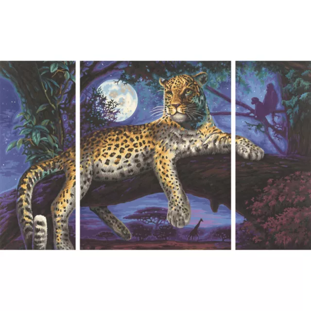 Afrika – Jäger in der Nacht Malen nach Zahlen Schipper 80 x 50 cm Triptychon MnZ 2