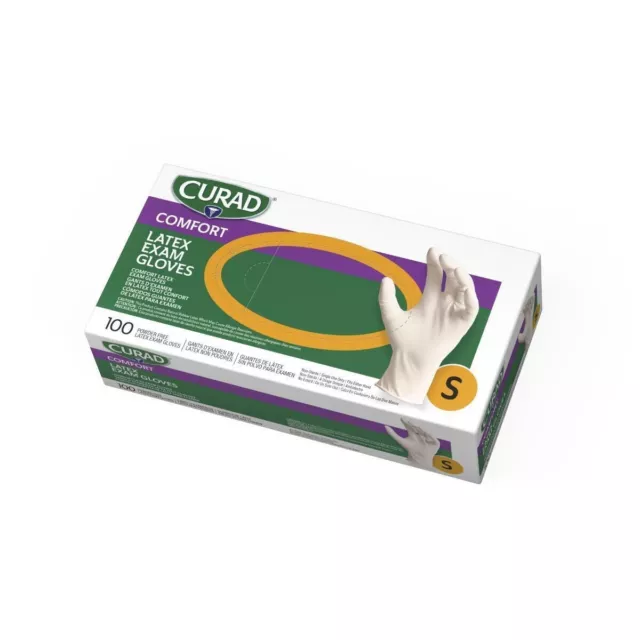 CURAD Powder-Free Small Textured Latex Exam Gloves - Case of 1000 (CUR8104)