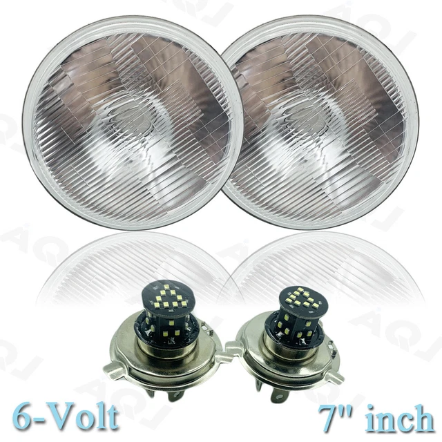 7" LED 6V Headlights Diamond Cut Crystal Clear Headlamp Bulbs H4 6-Volt Pair 7" LED 6V Headlights Diamond Cut Crystal Clear Headlamp Bulbs H4 6-Volt Pair