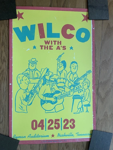 WILCO & THE A's HATCH SHOW PRINT POSTER 4/25/2023 RYMAN AUDITORIUM NASHVILLE TN. WILCO & THE A's HATCH SHOW PRINT POSTER 4/25/2023 RYMAN AUDITORIUM NASHVILLE TN.