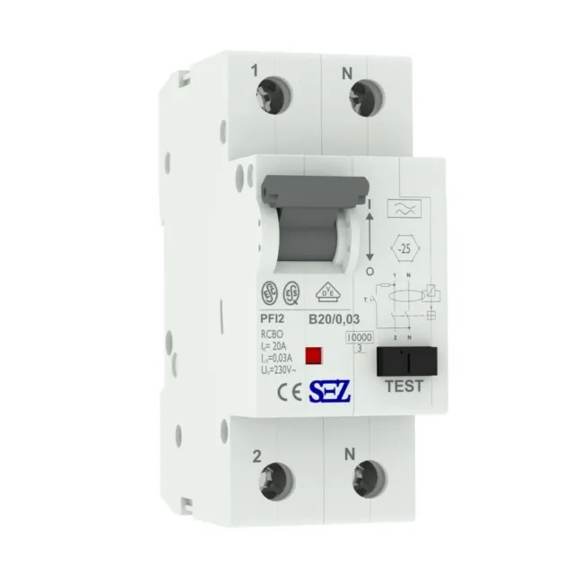 SEZ FI/LS B20 30mA 2p 10kA RCBO Interrupteur FI/LS 0090613 Interrupteur...