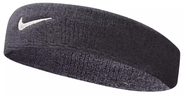 NIKE Swoosh Headband Tennis Stirnband Schweißband Kopfband Sport OBSIDIAN