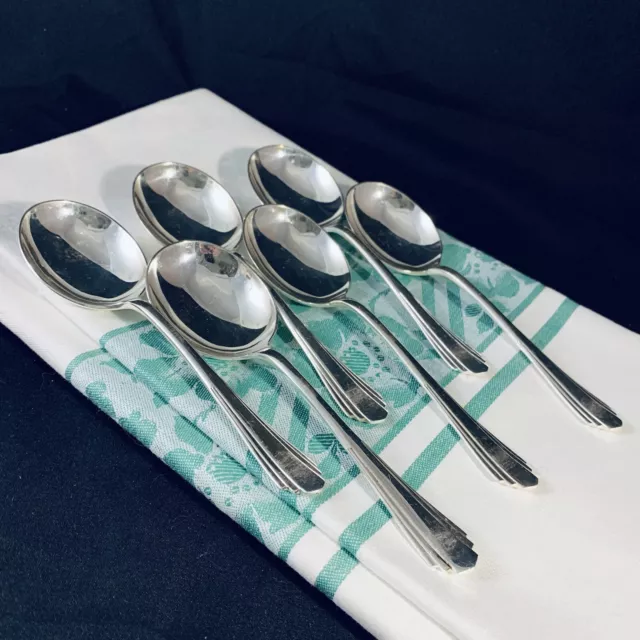 6 x Vintage English Silver Plate Soup Spoons James Dixon EPNS