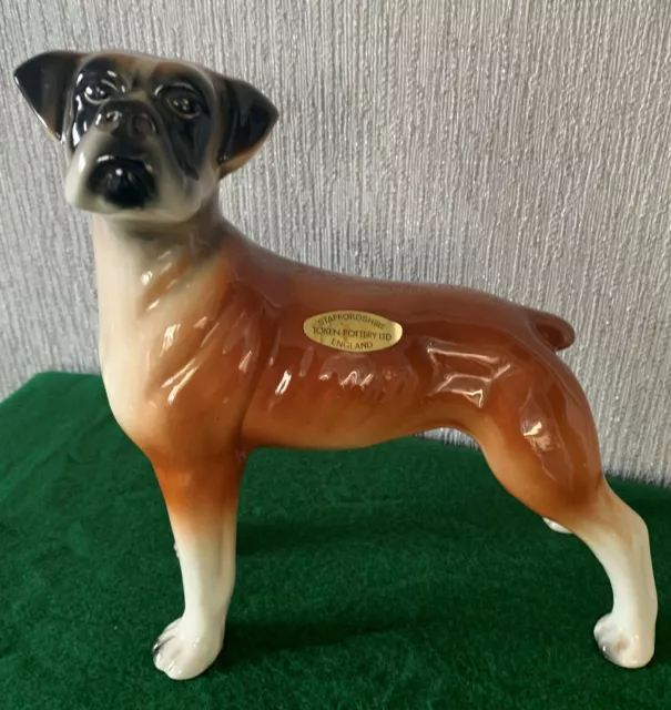 Token Pottery Dog The Boxer Made In Staffordshire England  Large Perfect