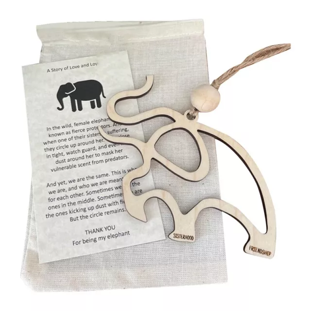 Friendship Elephant Ornament, Wooden Elephant Ornament with Story Card,3316