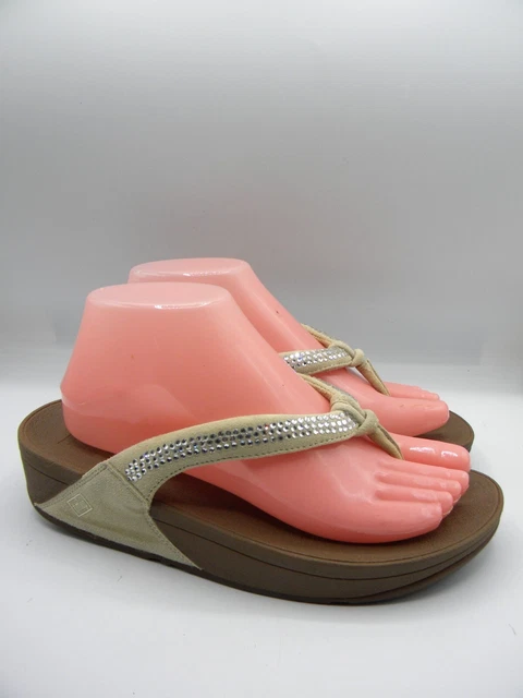 Fitflop Crystal Swirl Beige Thong Slip On Sandals Size 8