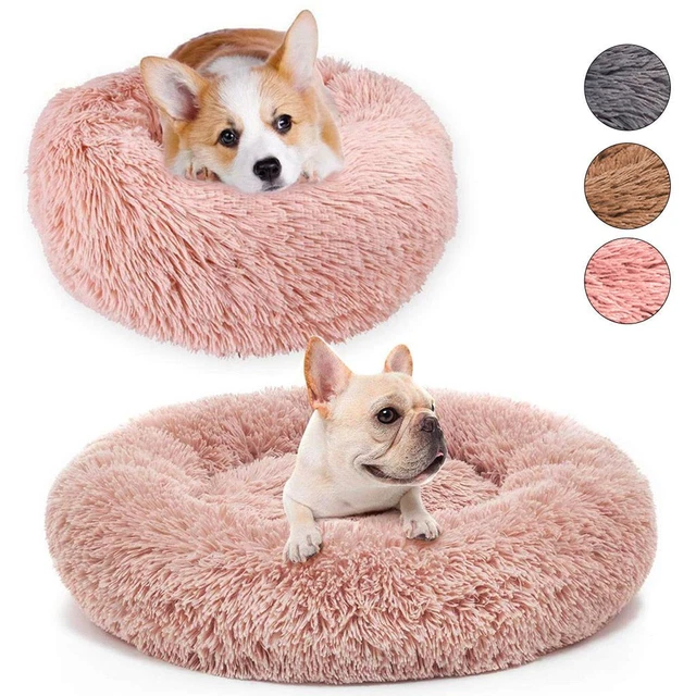 Dog Bed Donut Soft Round Plush Cat Beds For Calming Pet Anti Anxiety Washable US