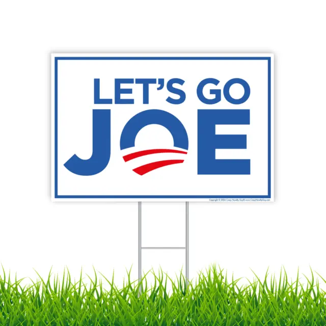 Let's Go Joe Biden 2024 Yard Sign, New Logo, 18" x 12", Free Metal H-Stake